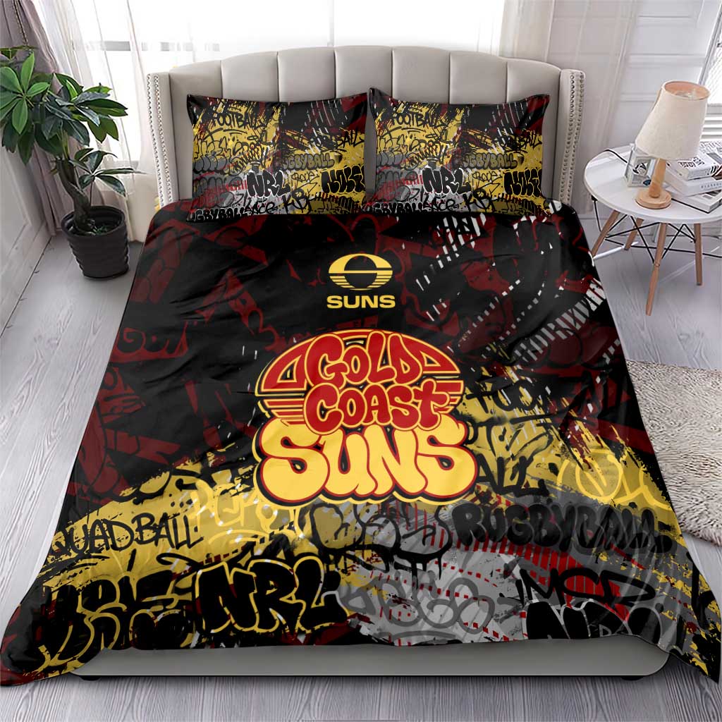 Gold Coast Suns Bedding Set Urban Graffiti Street Art - Bold Abstract Spray Paint