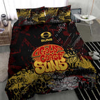Gold Coast Suns Bedding Set Urban Graffiti Street Art - Bold Abstract Spray Paint