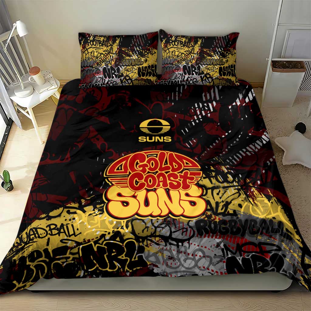 Gold Coast Suns Bedding Set Urban Graffiti Street Art - Bold Abstract Spray Paint