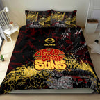 Gold Coast Suns Bedding Set Urban Graffiti Street Art - Bold Abstract Spray Paint