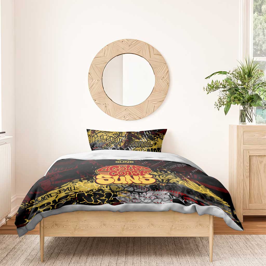 Gold Coast Suns Bedding Set Urban Graffiti Street Art - Bold Abstract Spray Paint