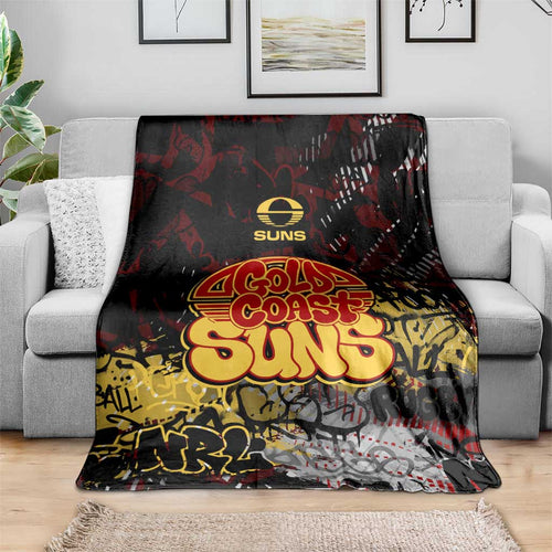Gold Coast Suns Blanket Urban Graffiti Street Art - Bold Abstract Spray Paint