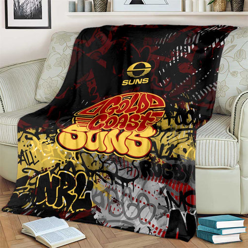 Gold Coast Suns Blanket Urban Graffiti Street Art - Bold Abstract Spray Paint
