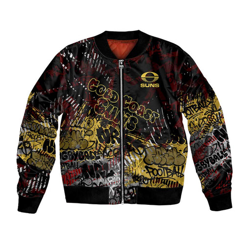 Gold Coast Suns Bomber Jacket Urban Graffiti Street Art - Bold Abstract Spray Paint