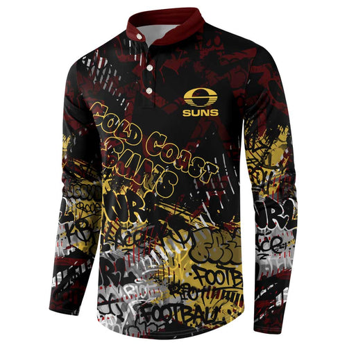 Gold Coast Suns Button Sweatshirt Urban Graffiti Street Art - Bold Abstract Spray Paint