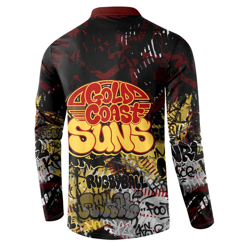 Gold Coast Suns Button Sweatshirt Urban Graffiti Street Art - Bold Abstract Spray Paint