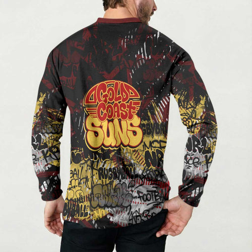 Gold Coast Suns Button Sweatshirt Urban Graffiti Street Art - Bold Abstract Spray Paint