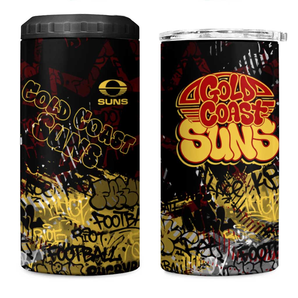 Gold Coast Suns 4 in 1 Can Cooler Tumbler Urban Graffiti Street Art - Bold Abstract Spray Paint