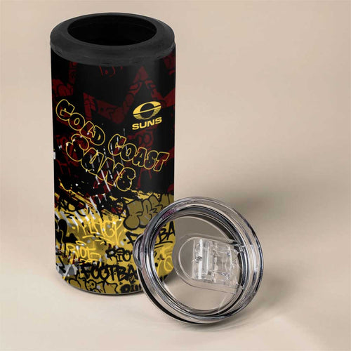 Gold Coast Suns 4 in 1 Can Cooler Tumbler Urban Graffiti Street Art - Bold Abstract Spray Paint