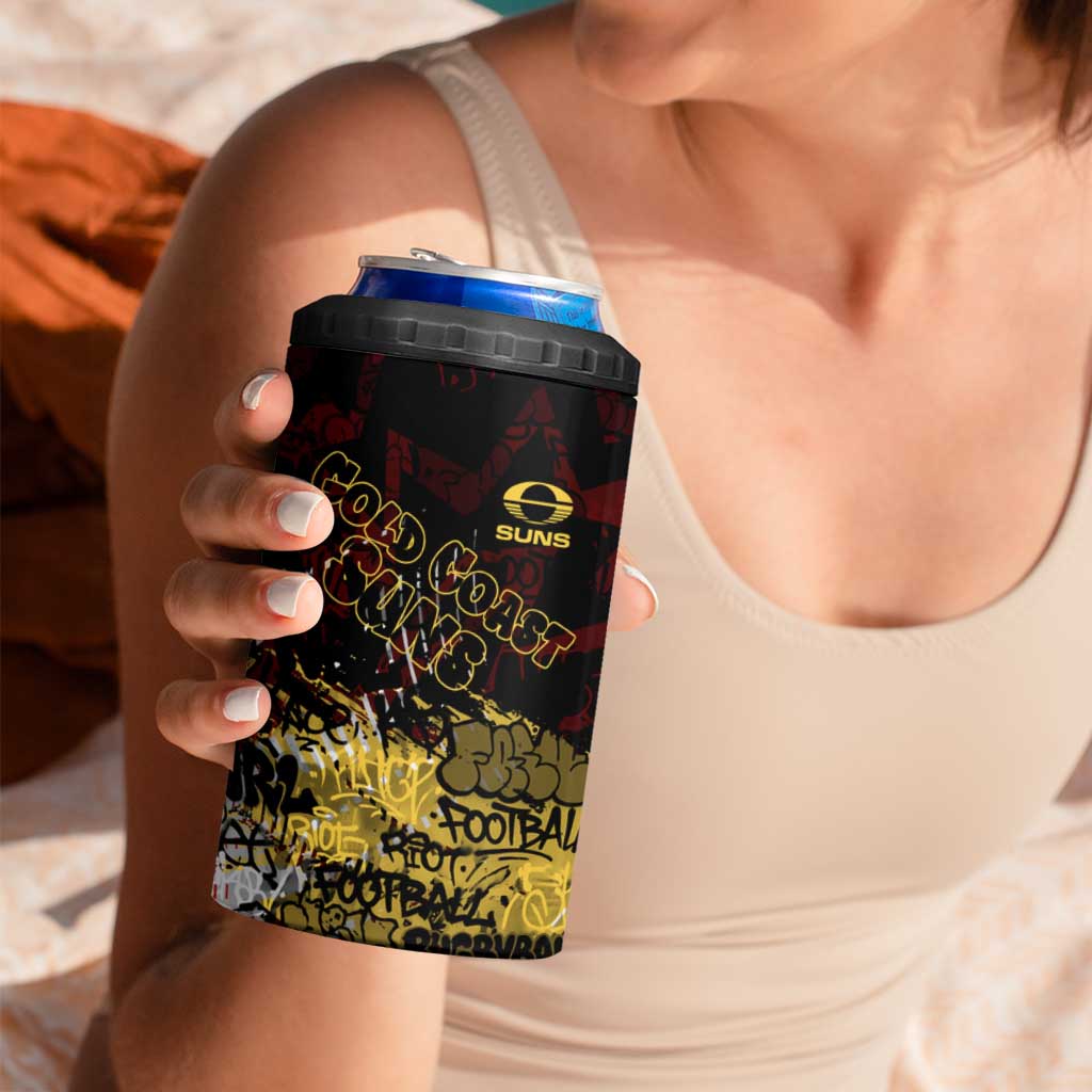 Gold Coast Suns 4 in 1 Can Cooler Tumbler Urban Graffiti Street Art - Bold Abstract Spray Paint