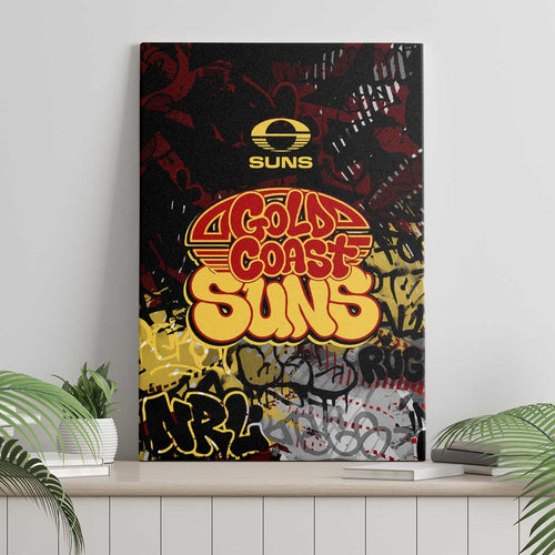 Gold Coast Suns Canvas Wall Art Urban Graffiti Street Art - Bold Abstract Spray Paint