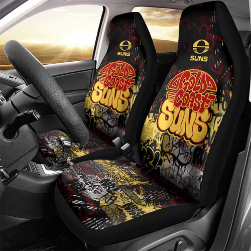 Gold Coast Suns Car Seat Cover Urban Graffiti Street Art - Bold Abstract Spray Paint