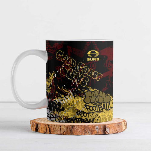 Gold Coast Suns Ceramic Mug Urban Graffiti Street Art - Bold Abstract Spray Paint
