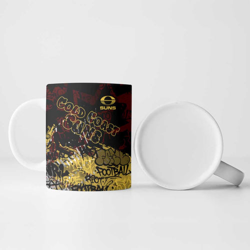 Gold Coast Suns Ceramic Mug Urban Graffiti Street Art - Bold Abstract Spray Paint