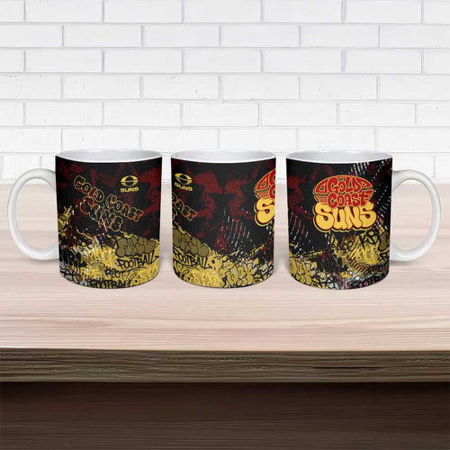Gold Coast Suns Ceramic Mug Urban Graffiti Street Art - Bold Abstract Spray Paint