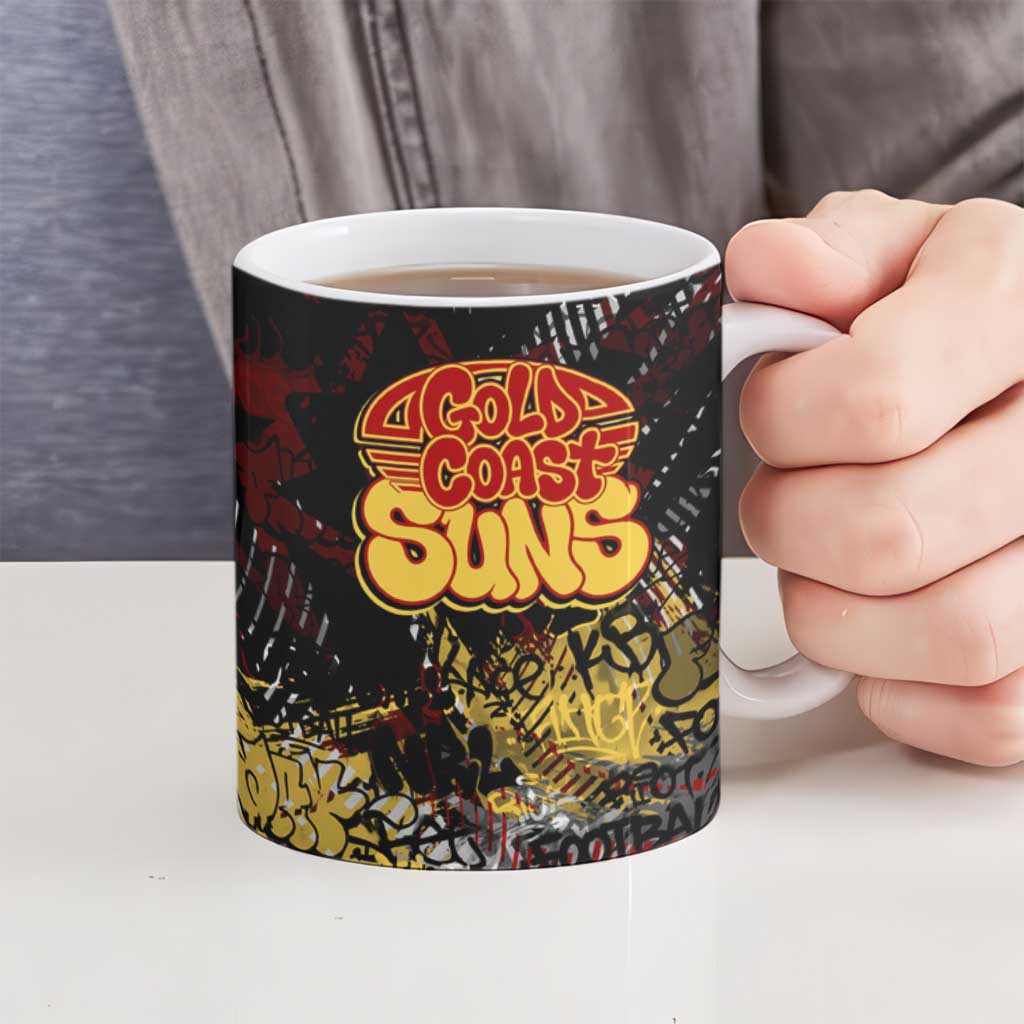 Gold Coast Suns Ceramic Mug Urban Graffiti Street Art - Bold Abstract Spray Paint