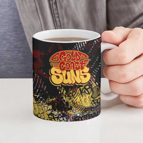 Gold Coast Suns Ceramic Mug Urban Graffiti Street Art - Bold Abstract Spray Paint