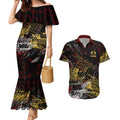 Gold Coast Suns Couples Matching Mermaid Dress and Hawaiian Shirt Urban Graffiti Street Art - Bold Abstract Spray Paint
