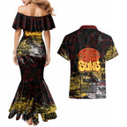 Gold Coast Suns Couples Matching Mermaid Dress and Hawaiian Shirt Urban Graffiti Street Art - Bold Abstract Spray Paint