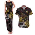 Gold Coast Suns Couples Matching Tank Maxi Dress and Hawaiian Shirt Urban Graffiti Street Art - Bold Abstract Spray Paint