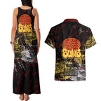 Gold Coast Suns Couples Matching Tank Maxi Dress and Hawaiian Shirt Urban Graffiti Street Art - Bold Abstract Spray Paint