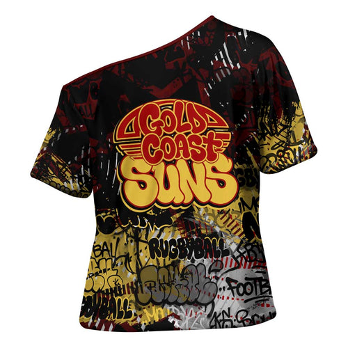 Gold Coast Suns Cross Shoulder Shirt Urban Graffiti Street Art - Bold Abstract Spray Paint