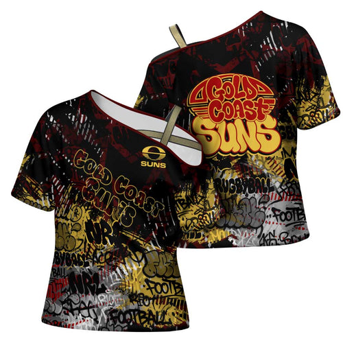 Gold Coast Suns Cross Shoulder Shirt Urban Graffiti Street Art - Bold Abstract Spray Paint