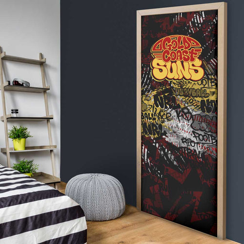 Gold Coast Suns Door Cover Urban Graffiti Street Art - Bold Abstract Spray Paint