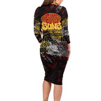 Gold Coast Suns Family Matching Long Sleeve Bodycon Dress and Hawaiian Shirt Urban Graffiti Street Art - Bold Abstract Spray Paint