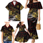 Gold Coast Suns Family Matching Mermaid Dress and Hawaiian Shirt Urban Graffiti Street Art - Bold Abstract Spray Paint