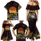 Gold Coast Suns Family Matching Mermaid Dress and Hawaiian Shirt Urban Graffiti Street Art - Bold Abstract Spray Paint