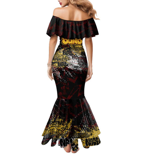 Gold Coast Suns Family Matching Mermaid Dress and Hawaiian Shirt Urban Graffiti Street Art - Bold Abstract Spray Paint