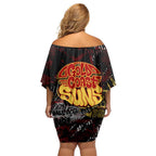 Gold Coast Suns Family Matching Off Shoulder Short Dress and Hawaiian Shirt Urban Graffiti Street Art - Bold Abstract Spray Paint
