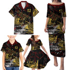 Gold Coast Suns Family Matching Puletasi and Hawaiian Shirt Urban Graffiti Street Art - Bold Abstract Spray Paint