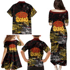 Gold Coast Suns Family Matching Puletasi and Hawaiian Shirt Urban Graffiti Street Art - Bold Abstract Spray Paint
