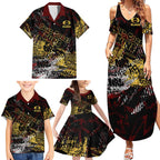 Gold Coast Suns Family Matching Summer Maxi Dress and Hawaiian Shirt Urban Graffiti Street Art - Bold Abstract Spray Paint