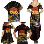 Gold Coast Suns Family Matching Summer Maxi Dress and Hawaiian Shirt Urban Graffiti Street Art - Bold Abstract Spray Paint