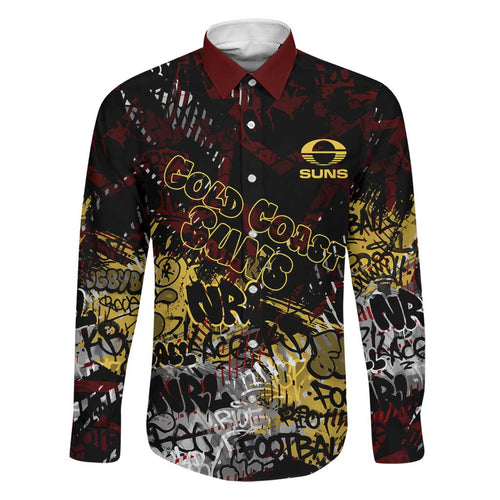 Gold Coast Suns Family Matching Summer Maxi Dress and Hawaiian Shirt Urban Graffiti Street Art - Bold Abstract Spray Paint