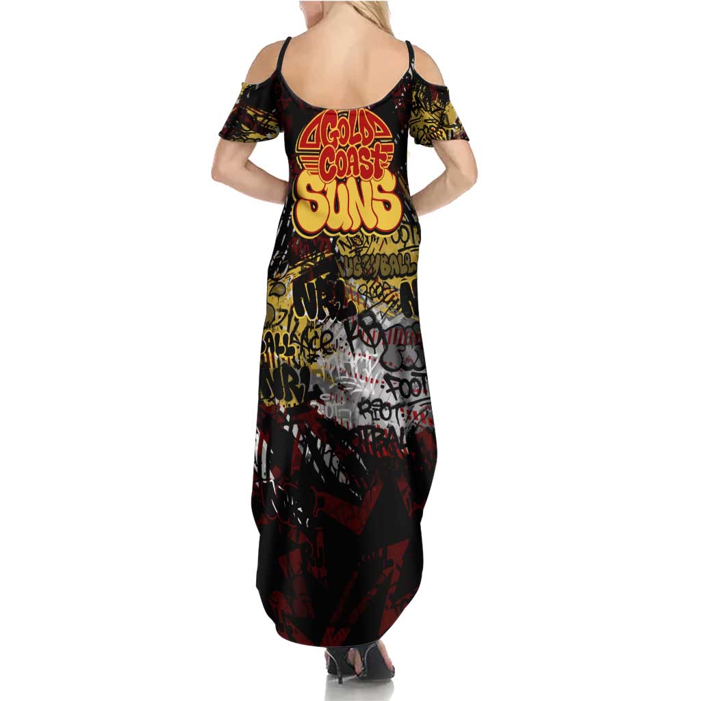 Gold Coast Suns Family Matching Summer Maxi Dress and Hawaiian Shirt Urban Graffiti Street Art - Bold Abstract Spray Paint