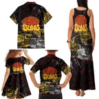 Gold Coast Suns Family Matching Tank Maxi Dress and Hawaiian Shirt Urban Graffiti Street Art - Bold Abstract Spray Paint