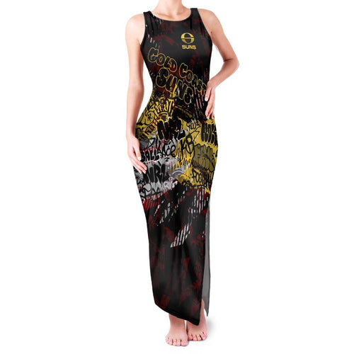 Gold Coast Suns Family Matching Tank Maxi Dress and Hawaiian Shirt Urban Graffiti Street Art - Bold Abstract Spray Paint