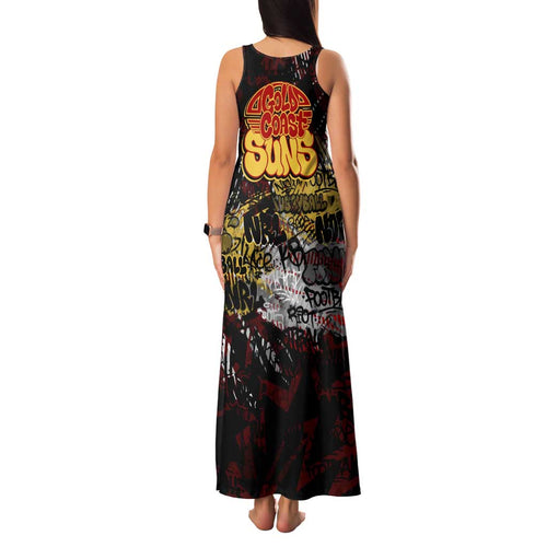 Gold Coast Suns Family Matching Tank Maxi Dress and Hawaiian Shirt Urban Graffiti Street Art - Bold Abstract Spray Paint