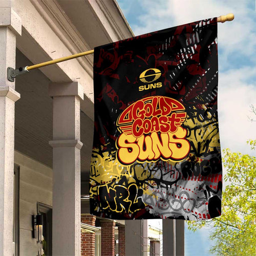 Gold Coast Suns Garden Flag Urban Graffiti Street Art - Bold Abstract Spray Paint