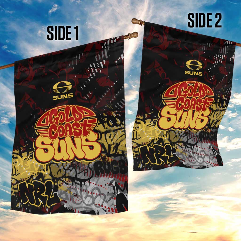 Gold Coast Suns Garden Flag Urban Graffiti Street Art - Bold Abstract Spray Paint