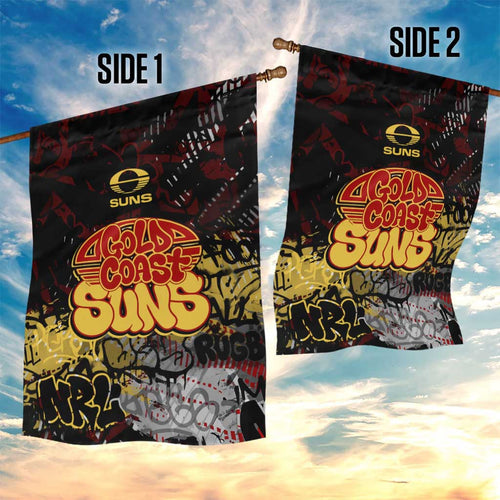 Gold Coast Suns Garden Flag Urban Graffiti Street Art - Bold Abstract Spray Paint