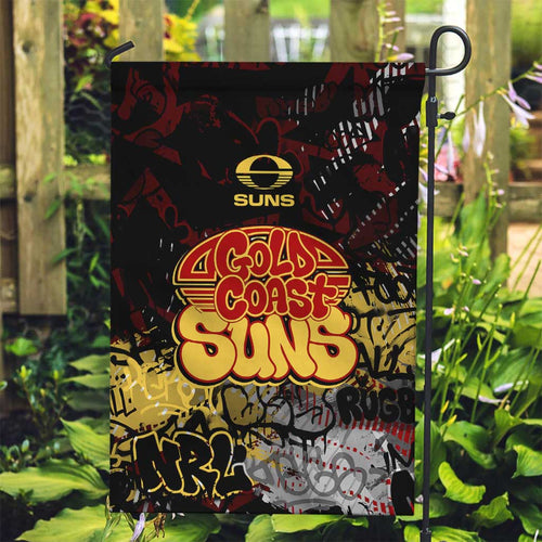 Gold Coast Suns Garden Flag Urban Graffiti Street Art - Bold Abstract Spray Paint