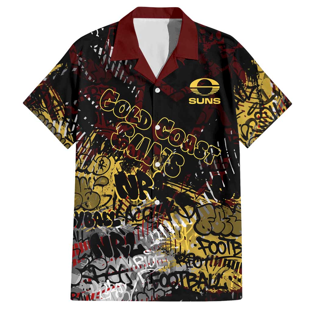 Gold Coast Suns Hawaiian Shirt Urban Graffiti Street Art - Bold Abstract Spray Paint