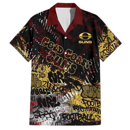 Gold Coast Suns Hawaiian Shirt Urban Graffiti Street Art - Bold Abstract Spray Paint