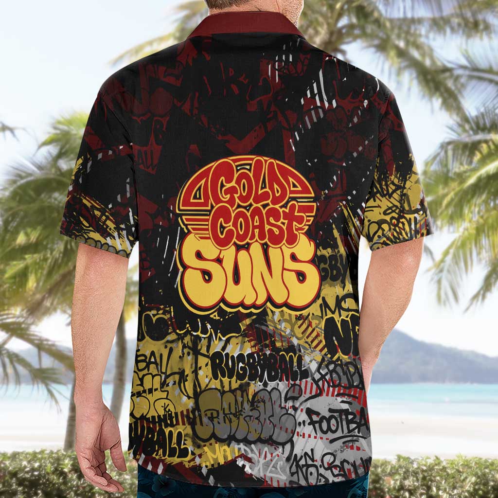 Gold Coast Suns Hawaiian Shirt Urban Graffiti Street Art - Bold Abstract Spray Paint