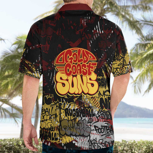 Gold Coast Suns Hawaiian Shirt Urban Graffiti Street Art - Bold Abstract Spray Paint